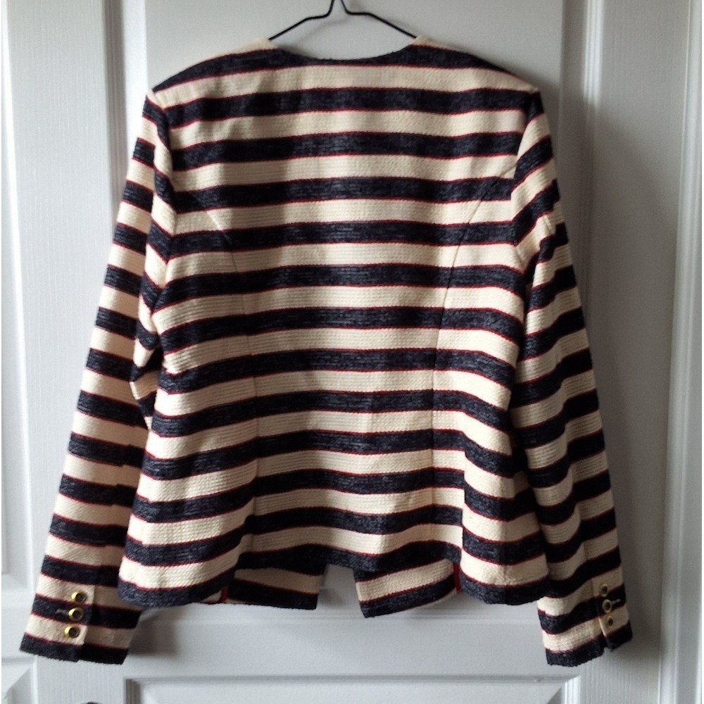 CAbi‎ 10 Striped Red White& Navy Cruise Blazer Love Carol Coastal Grandma Sailor - Picture 2 of 5